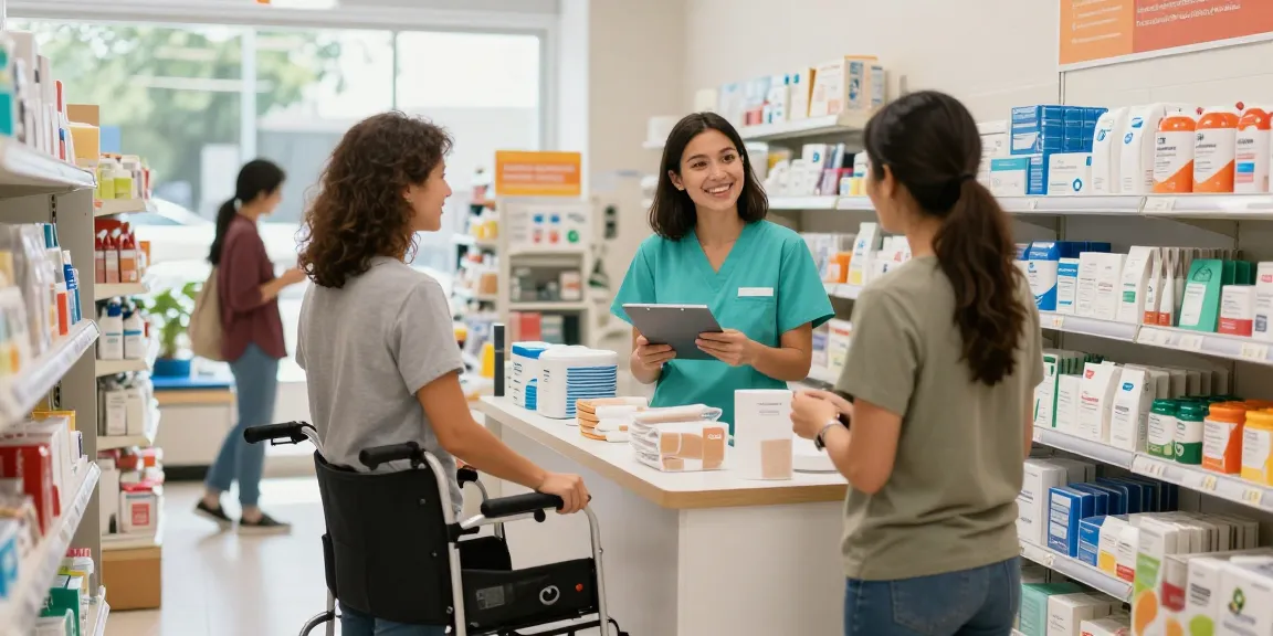 Medical supply store near me with friendly staff assisting customers in a bright, welcoming space.